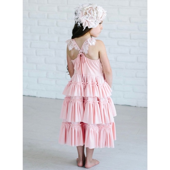 COPY - SALE - NWOT Gorgeous Girls Dress Ruffles & Rosettes Size 4 | Girls Maxi - Picture 3 of 4